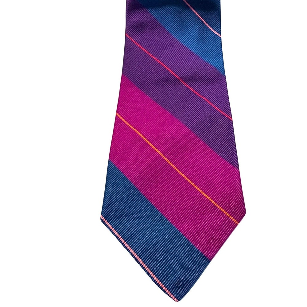 Robert Talbott Necktie for Hastings Purple Blue Magenta Striped Silk Repp Tie